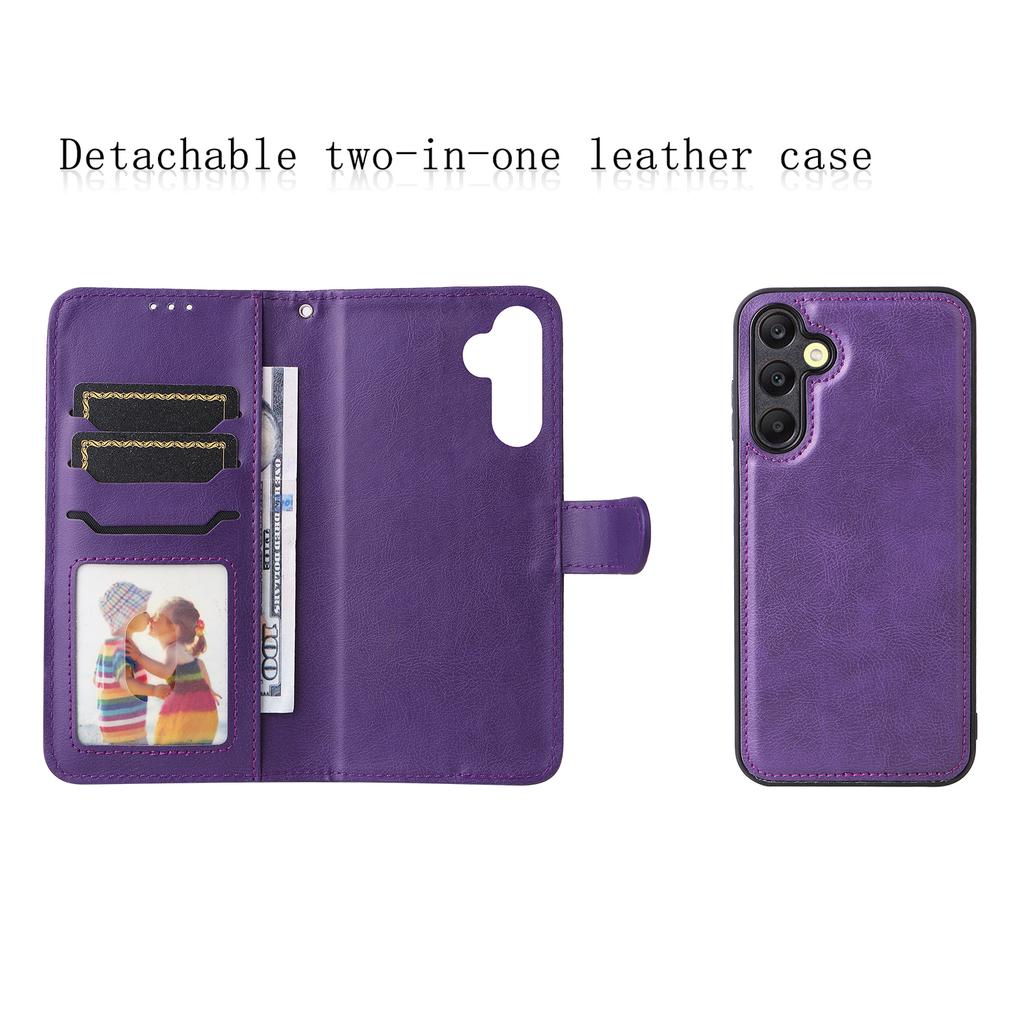 For Samsung Galaxy A25 5G (Global) (161.0 X 76.5 X 8.3mm) Case 2 In 1 Detachable Magnetic Leather Wallet Mobile Cover with Strap