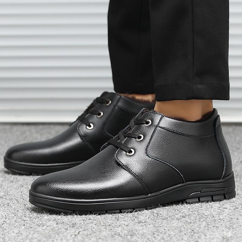 Pánské zimní sněhule s teplou kožešinou Retro odpružení Ležérní Pravá kůže Měkká hovězí kůže Pánské boty Botas 789