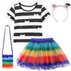 Cartoon Kids Girls Rainbow Dresses+Pants Sets Children Halloween Easter Cats Carnival Cosplay Costume Birthday Party 3-10 Year