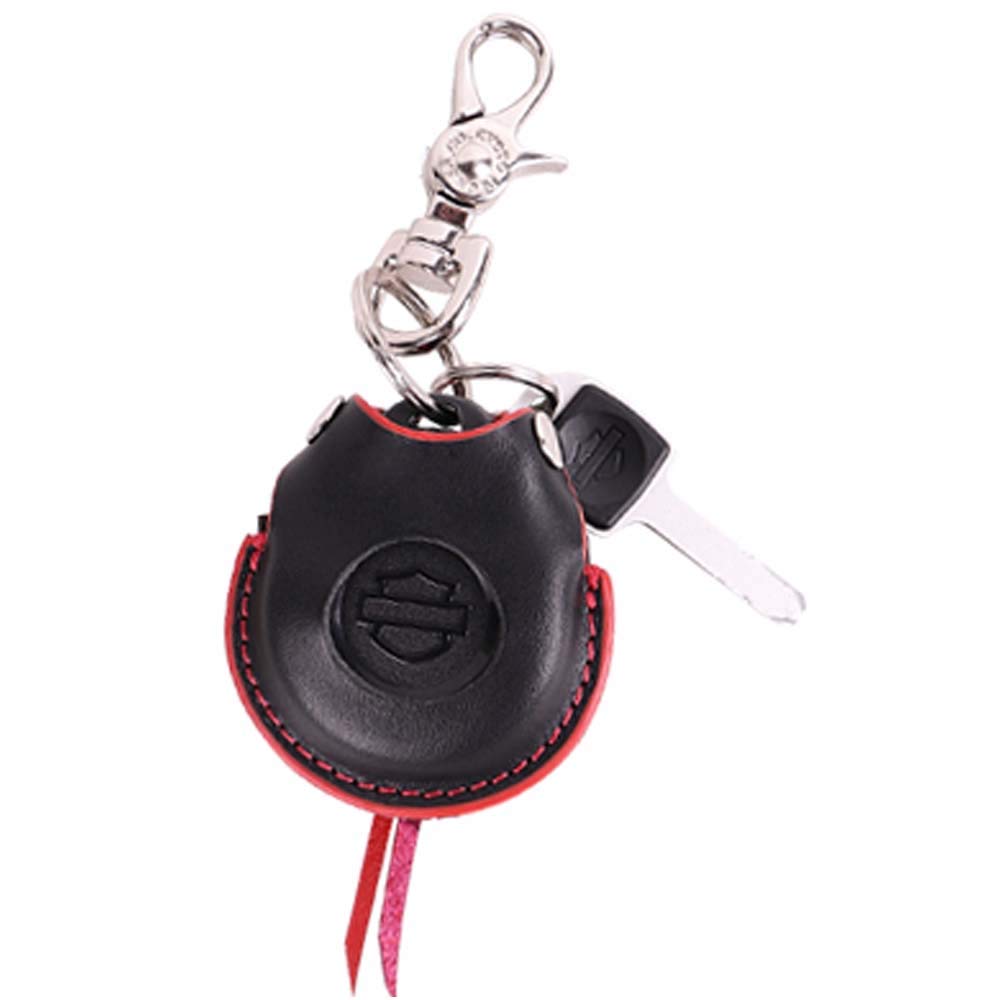 Degner K-63 Leather Key Fob Case, Black/Red for Motorcycles, Multicolor (black / Red)