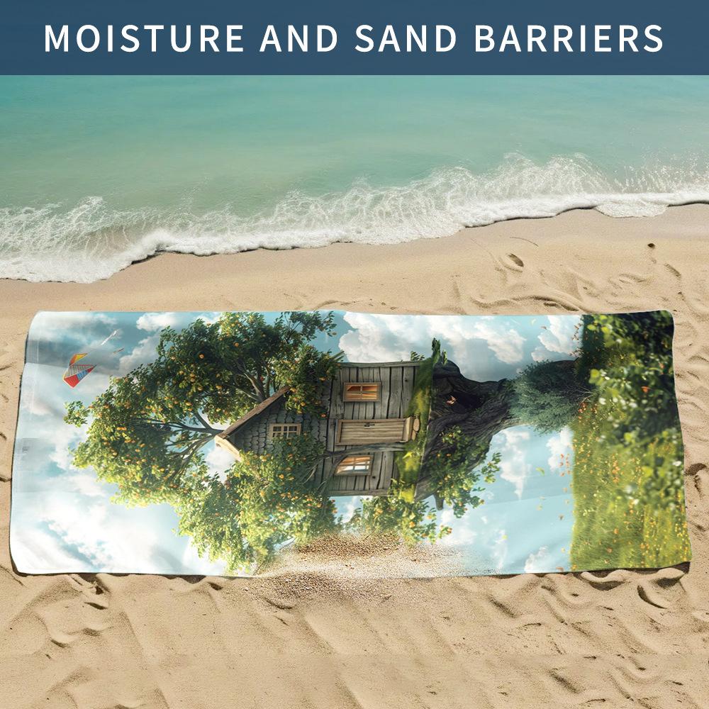 

New, double-sided velvet beach towel quick-drying sports towel printed bath towel [Spot sale]