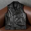 Men Biker Style Genuine Leather Vest Top Grain Cowhide Jacket Large Size Spring Autumn Fashion