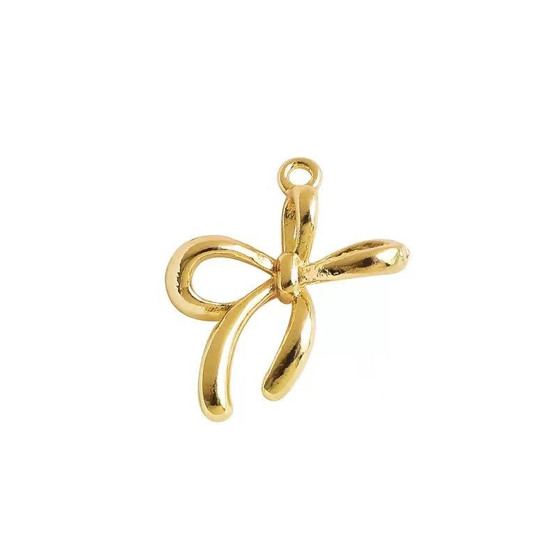 14K Gold-Filled Pearl Bow Pendant Necklace DIY Beading Materials