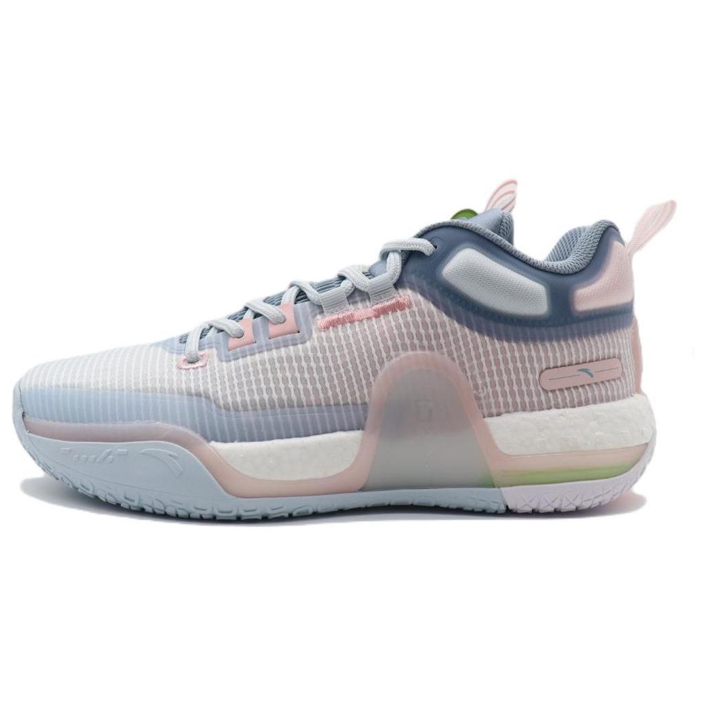 Anta Dominator Shock Absorption Non-Slip Wear-Resistant Mid-Top Basketball Shoes Men Sneakers Blue Pink 112241112-2