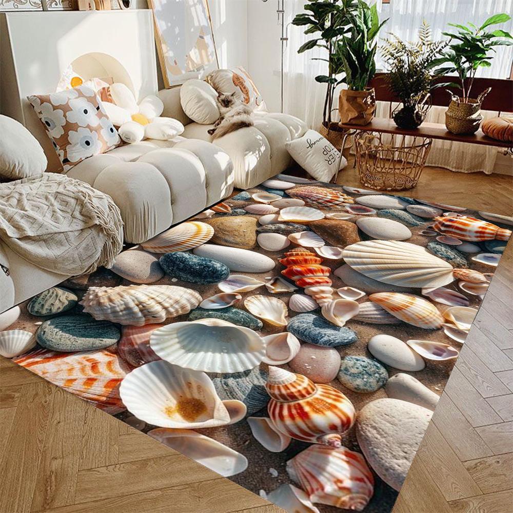 Starfish Beach Shell Sea Star Sand Carpet Rug for Living Room Bedroom Home Sofa Decoration,Kids Play Non-slip Floor Mat