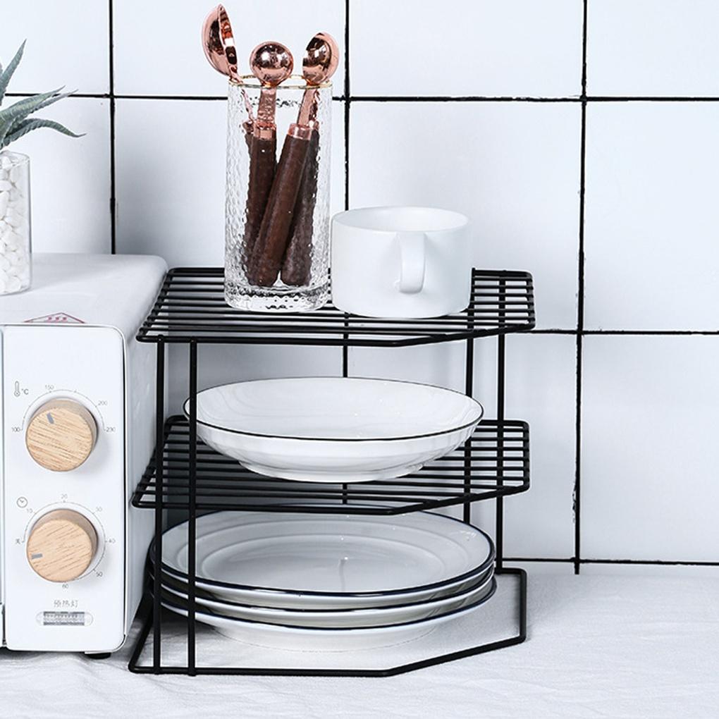 3-stöckiges Eckregal (Schwarz) Küchenorganizer Eckregal