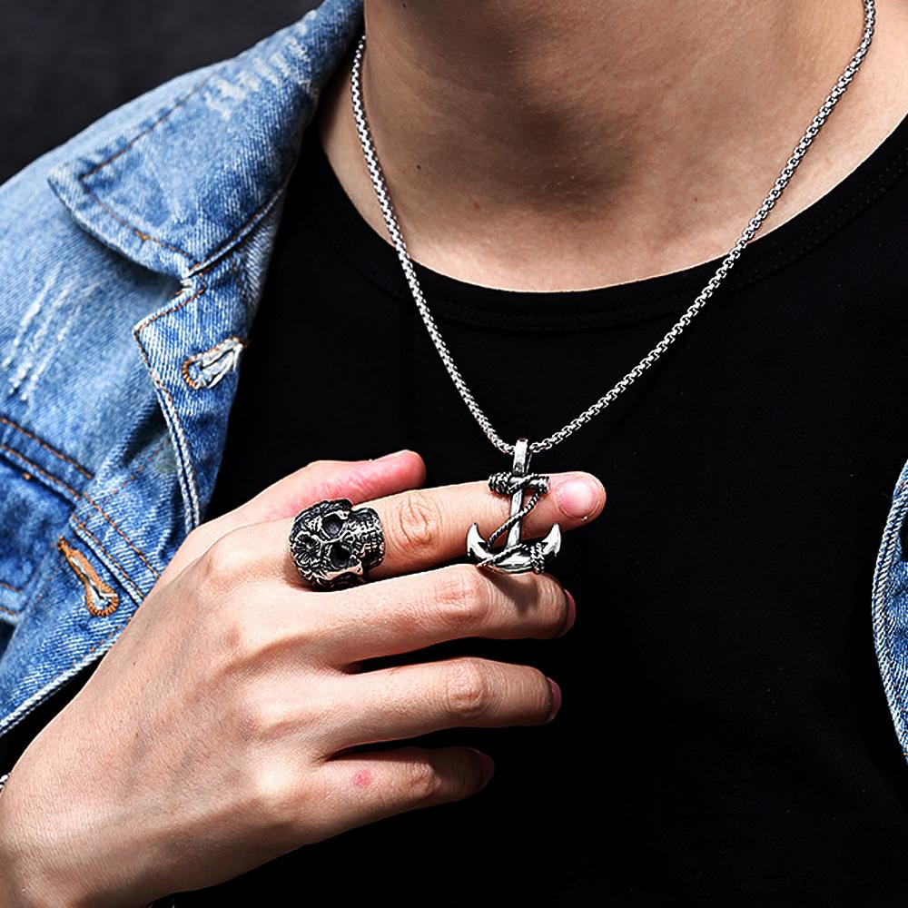 Vintage Personality Viking Anchor Necklace Pendant for Men Punk Stainless Steel Chain Anchor Pendant Men Jewelry Gift Wholesale
