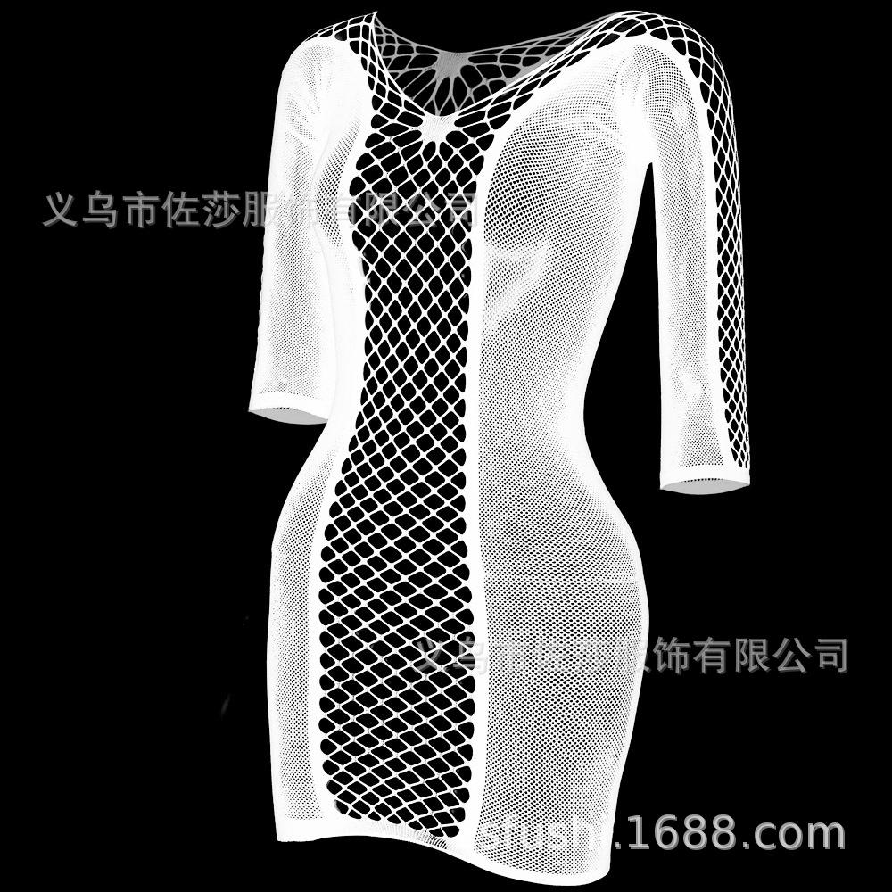 Sex Underwear New Short Skirt Hip Skirt Mesh Coat Hollow Sexy Temptation Sexy Long Sleeves