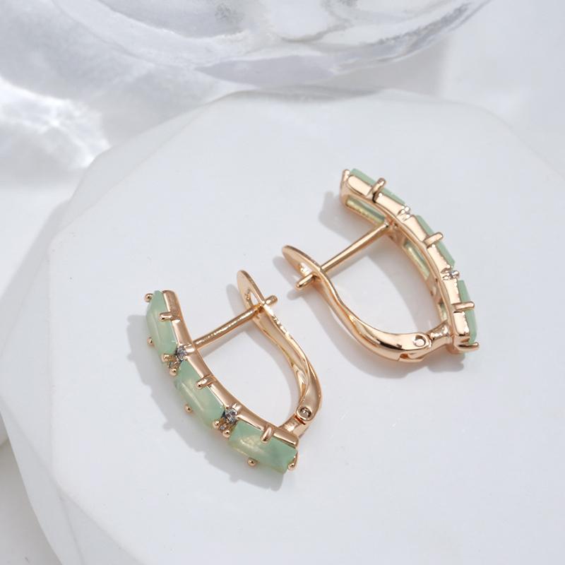 New Emerald Square Cut Drop Earrings For Women Luxury Natural Zircon With  Rose Gold Color Fashion Wedding Jewelry