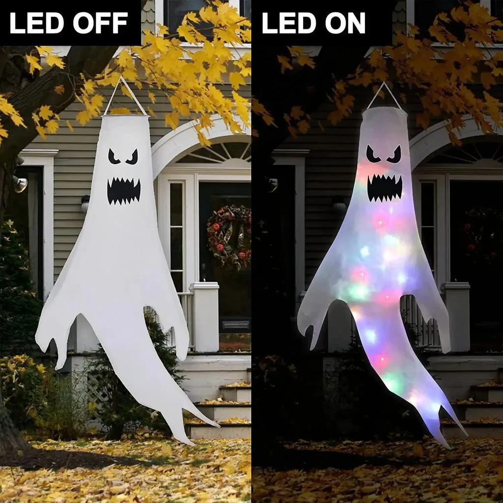 1-4PCS Halloween LED Fantôme Flottant Décoration Suspendue Brille dans le Noir Gonflable Haunted Yard Party Accessoires Extérieur Atmosphère Effrayante Décor