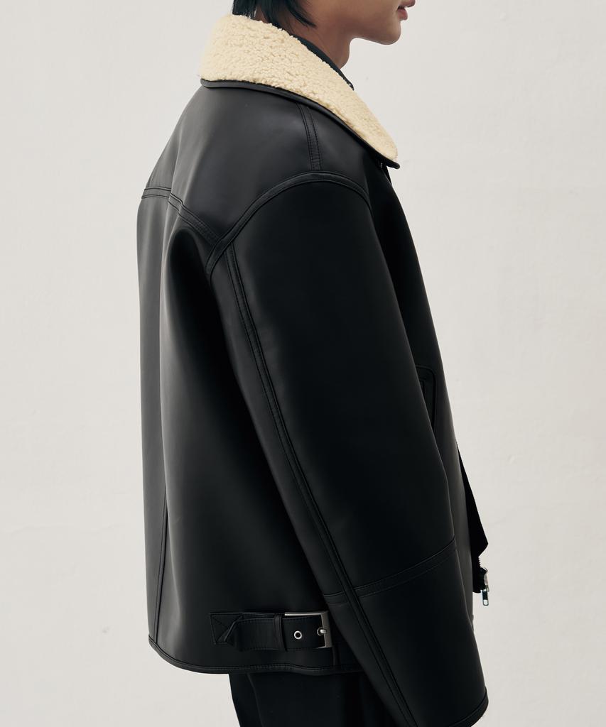 Draw Fit [Oh Jung-Kyu X Draw Fit] Shearling Minimal Mustang Jacket [Beige]