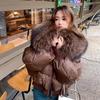 Solid Color Loose Jacket, Down Jacket, Cotton-padded Jacket, Women's Autumn and Winter Design, Big Fur Collar, Short Bread Jacket