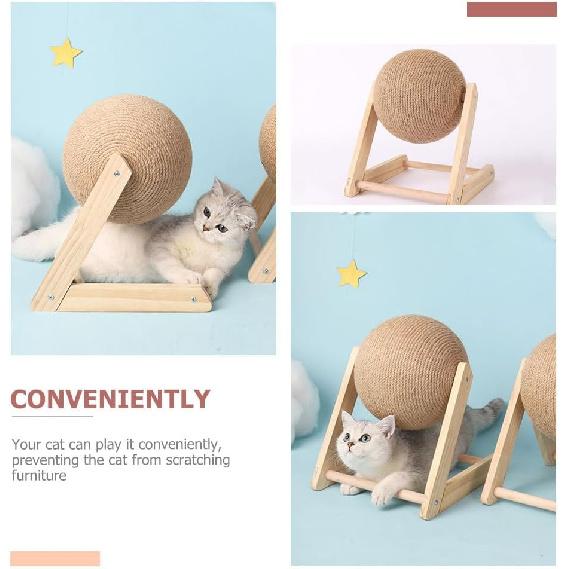 balacoo Cat Scratching Ball: Sisal Scratcher Toy, Interactive Grinding Claw Ball, Rotatable Exercise Wheel to Toy for Small Cats