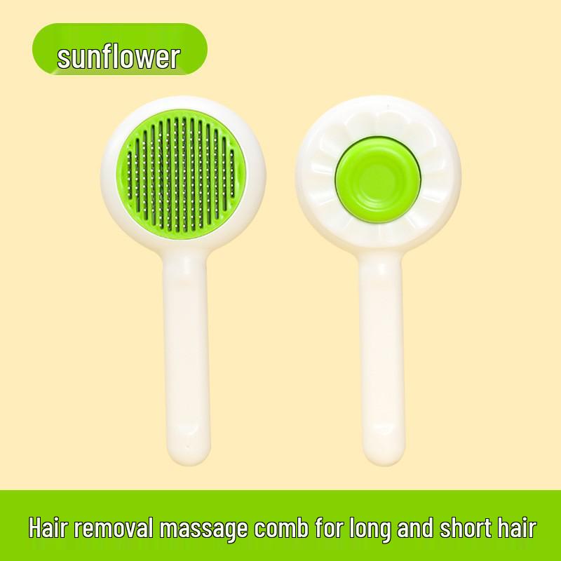 One-Button Pet Hair Removal Comb - Automatic, Portable Grooming Brush for Cats & Dogs