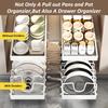 Kitchen Pots and Pans Storage Box with Sliding Rail Spice & Dish Rack Drawer Organizer Retractable Cabinet Pantry Shelves Holder