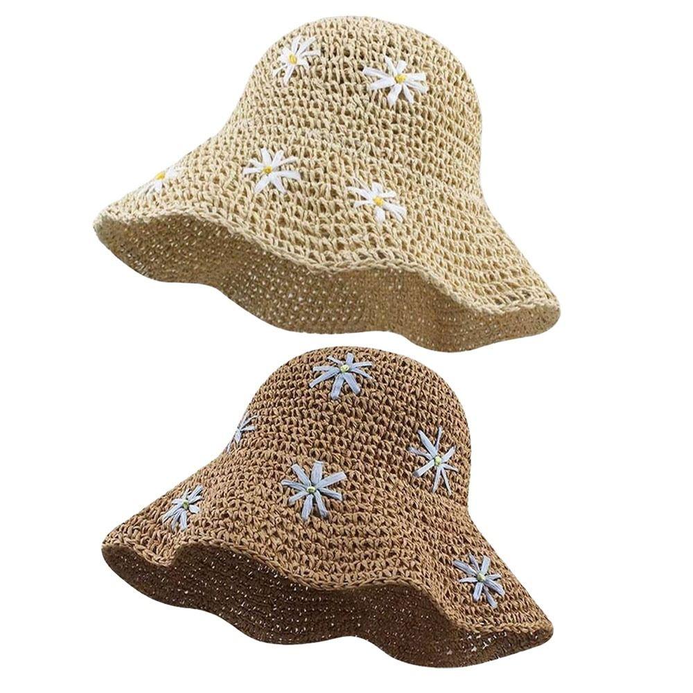 Summer Beach Sun Hat Straw Basin Hat Fashion Fisherman Cap  for Women
