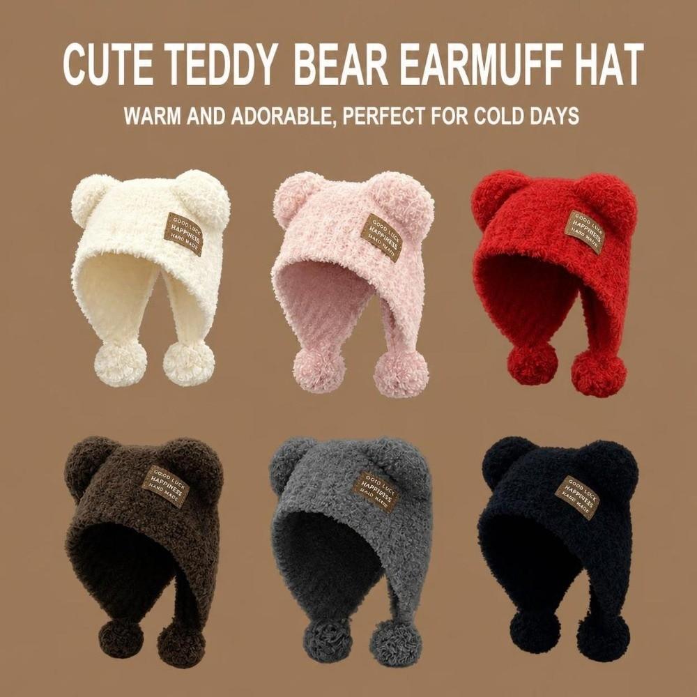 Warm Beanie Cap Fluffy Woolen Hat New Bear Ears Hat Autumn Winter