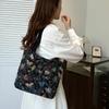 Canvas Zipper Shoulder Bag for Women Butterfly Print Casual Tote Bags Large Capacity Fashion
