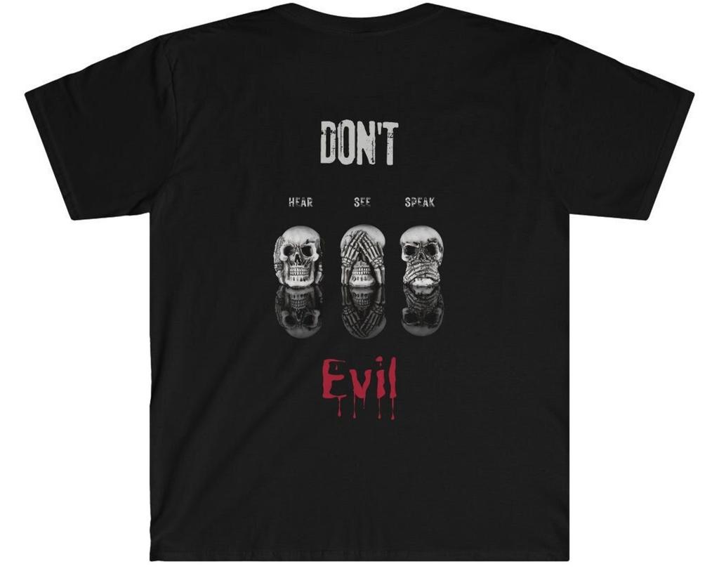 Gothic Skull T-Shirt: Hear, See, Speak No Evil - Halloween Graphic Tee