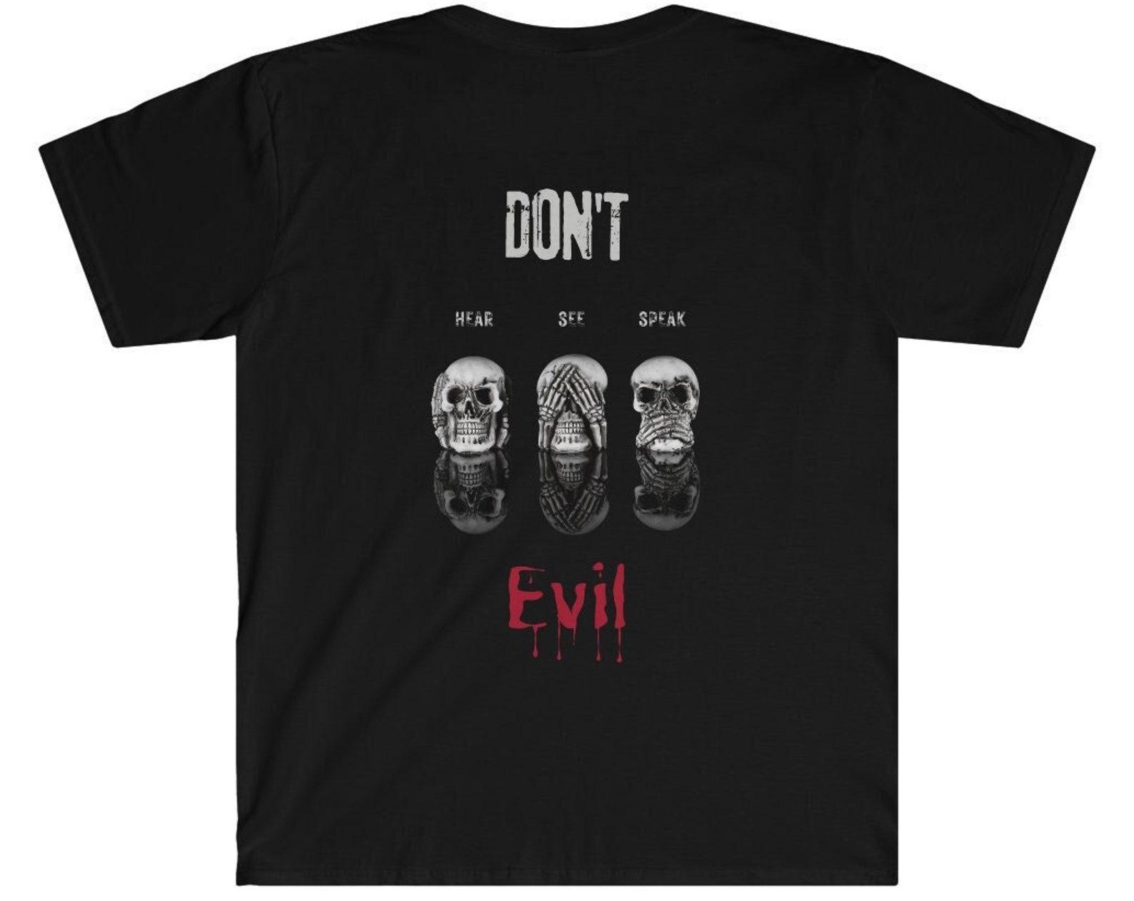 Gothic Skull T-Shirt: Hear, See, Speak No Evil - Halloween Graphic Tee XL