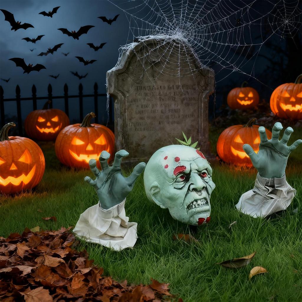 Skeleton Coming Out Of Ground Ground Breaker Skeleton 3 Pieces Realistic Skull For Pathway Lawn Garden Front Door Yard Fence
