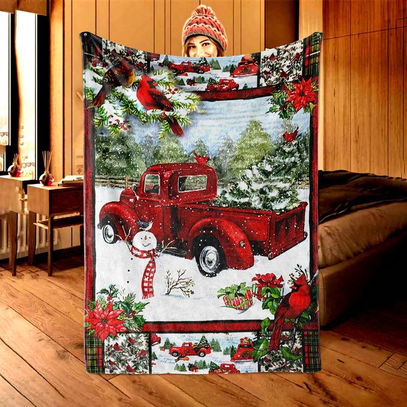Christmas Cartoon Pattern Digitalprinted Polyester Bedroom Velvet Flannel Soft Sofa Cover Blanket Fleece Soft Sofa Cover