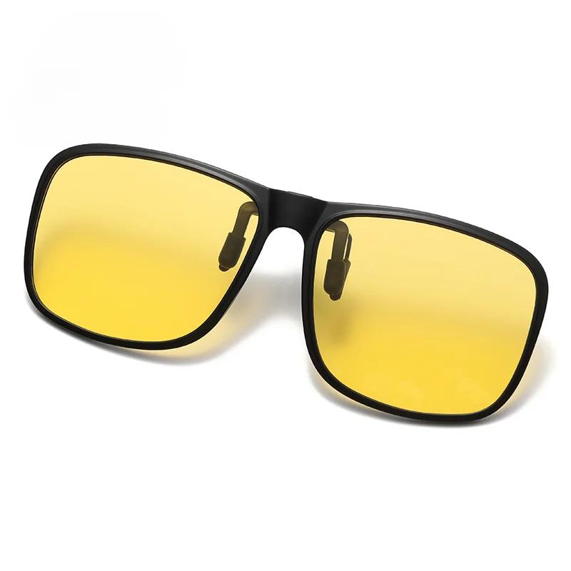 Polarized Sunglasses Square Men Clip on Glasses Flip-up Frames Sunglasses Cover Black Blue Night Vision Color Lens Lentes