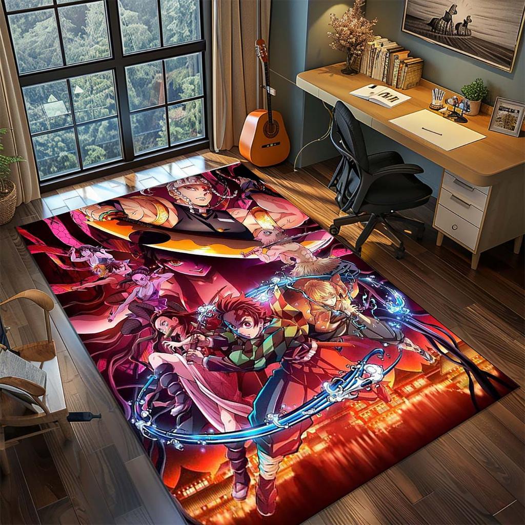 Demon Slayer Anime Rug Carpet Large Area Rug Non Slip Washable Floor Mat Gamer Room Bedroom Home Decor -QJY