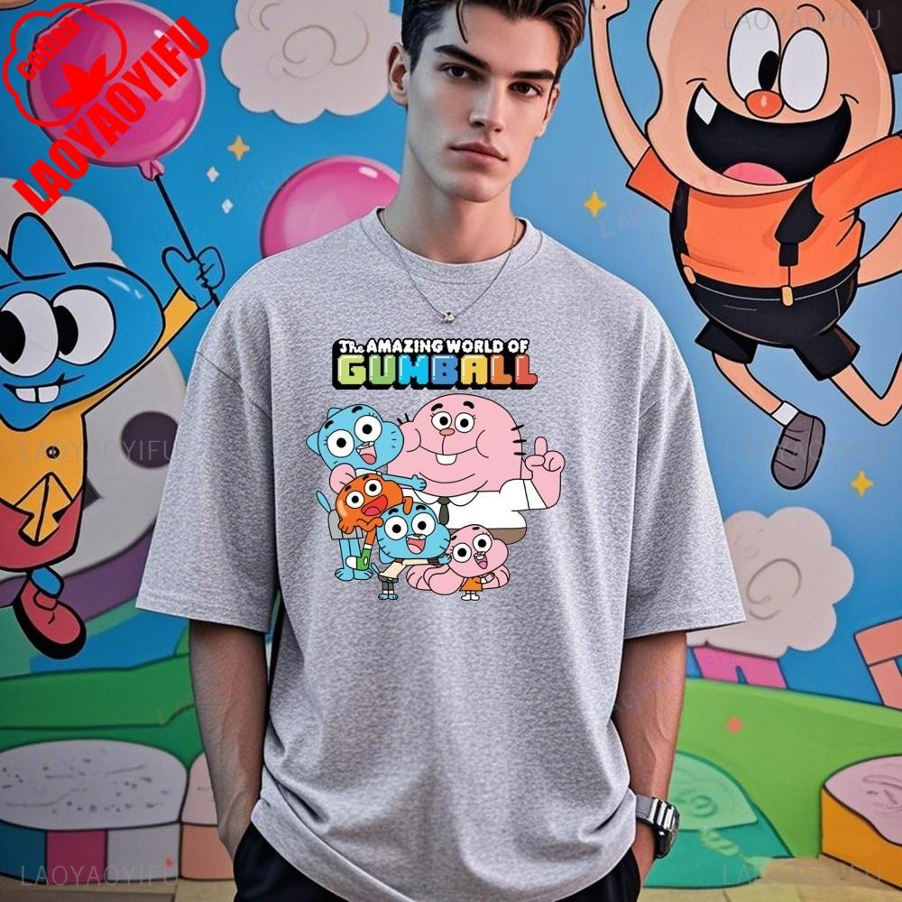 The Amazing World of Gumball Gumball and Darwin Summer Unisex Loose Harajuku Breathable Camisetas High Quality Loose T Shirt