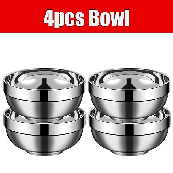 2/4 Paquetes de Tazones de Acero Inoxidable de Doble Pared Aislados para Sopa Servidor Metálico para Plato de Arroz Apto para Lavavajillas Servidor Metálico