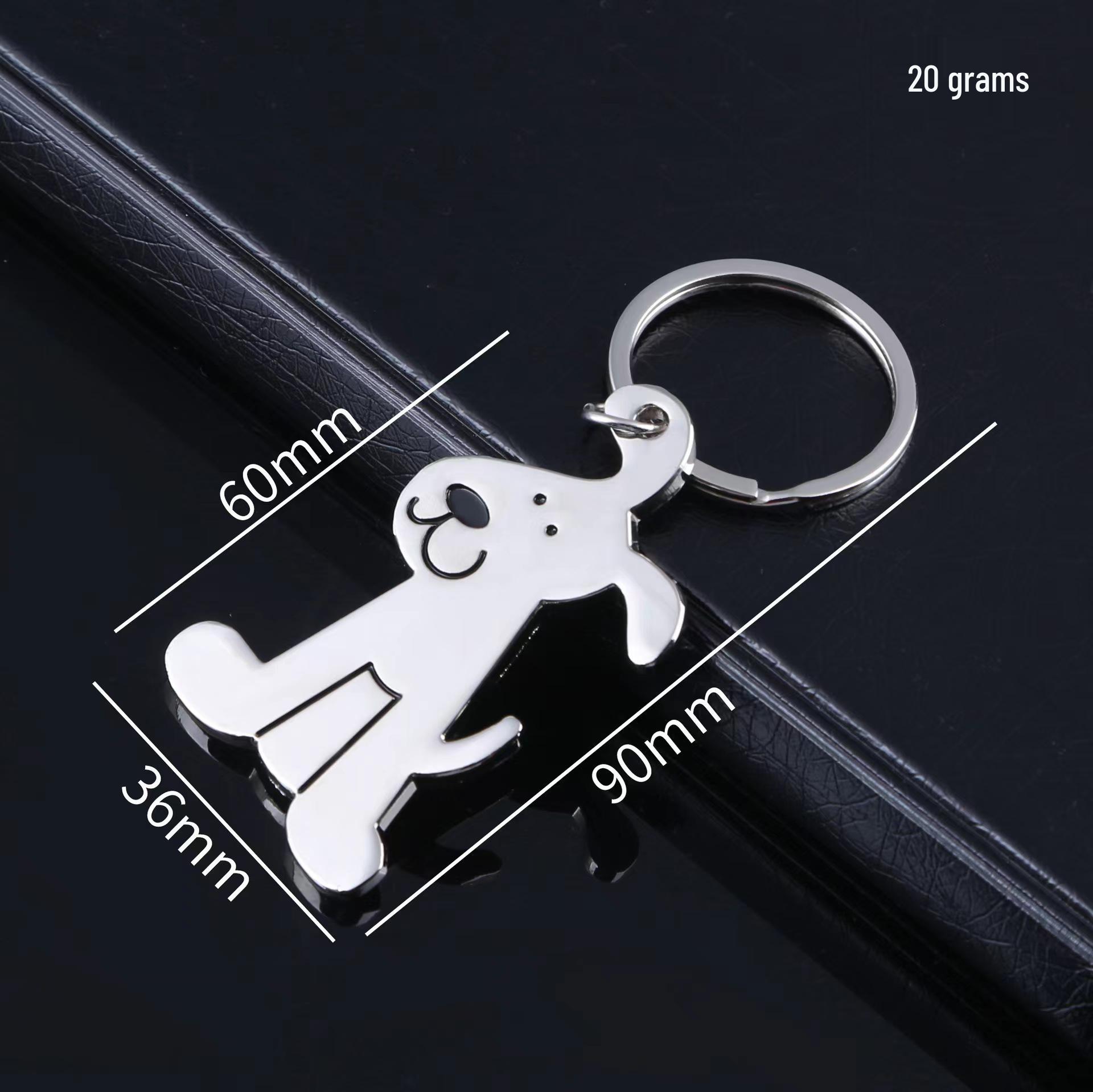 Cute Metal Dog Keychain: Movable Keyring & Engraving Gift