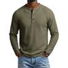 Men's Round Neck Long Sleeve Raglan T-Shirt with Button Placket for Casual Athletic Everyday Wear