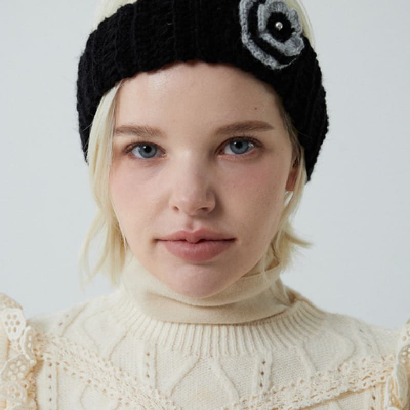 

MERRYMOTIVE Шерстяная пушистая повязка на голову с цветком и согреватель для ушей Free