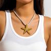 Fashion Starfish Pendant Necklace Earrings Beach Clavicle Chain Simple Choker Earrings Jewelry Braided Rope Neck Chain