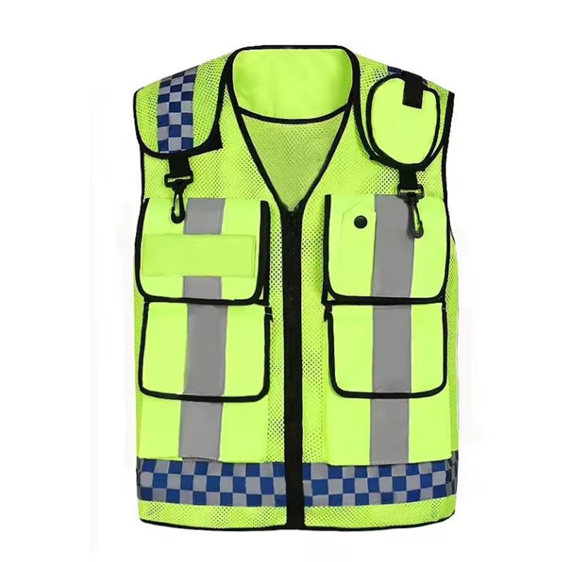 Multi-Functional Reflective Traffic Safety Vest for Construction and Road Protection Fluorescent Green