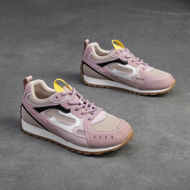 Дышащие разноцветные кроссовки Удобная повседневная спортивная обувь Модная универсальная женская обувь 35 розовый 6953₽