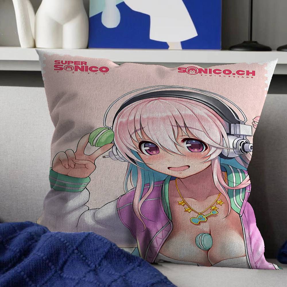 SSuper SSonico Anime Cushion Cover Pillowcase Upholstery Sofa Throw Pillow Home Decor Pillowcas
