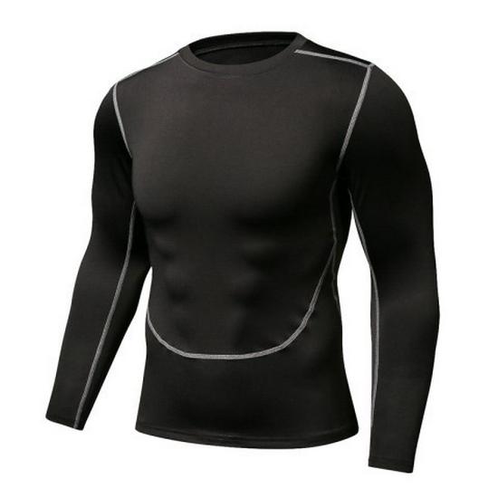 Pánské rychleschnoucí prodyšné kompresní kompresní punčochy - dlouhý rukáv s vysokým elastanem pro fotbal, basketbal a běh.