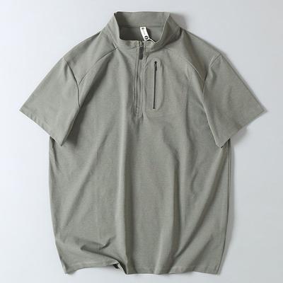 Original Foreign Trade Surplus Outdoor Sports Half-Zip Quick-Dry Short-Sleeve T-Shirt for Men, Summer Breathable Running Stand-Collar Top