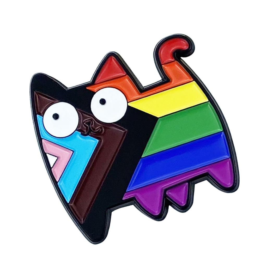 Colorful Rainbow Cats Lapel Pin Stylish Animal Shaped Breastpin Fashionable Enamel Brooch for Jackets and Backpacks