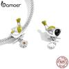 Bamoer Genuine 925 Sterling Silver Flower & Bird Charms Grain Rain Pendant Fit Women Snake Bracelet & Bangle Spring Jewelry Gift