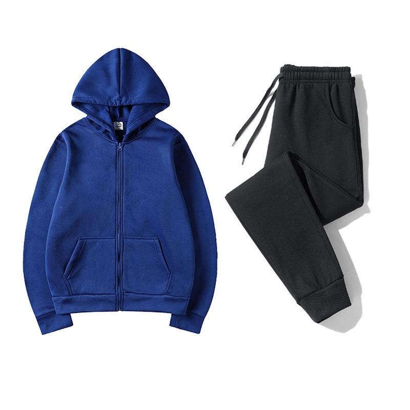 Autumn and Winter Zipper Shirt Hooded Sweater Sweatpants Set Sportswear, Solid Color Couple Hoodie, Sweater Set