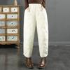 Women's Loose Rhombus‑Quilted Down Cotton Pants Windproof Warm Thick Elastic Waist Casual Winter Trousers