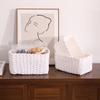 3 szt. Ręcznie Tkane Kosze do Przechowywania z Miękkiej Okrągłej Słomy i Papierowego Sznurka do Organizowania Dekoracyjne Pojemniki do Przechowywania Pudełko do Przechowywania Biurowe
