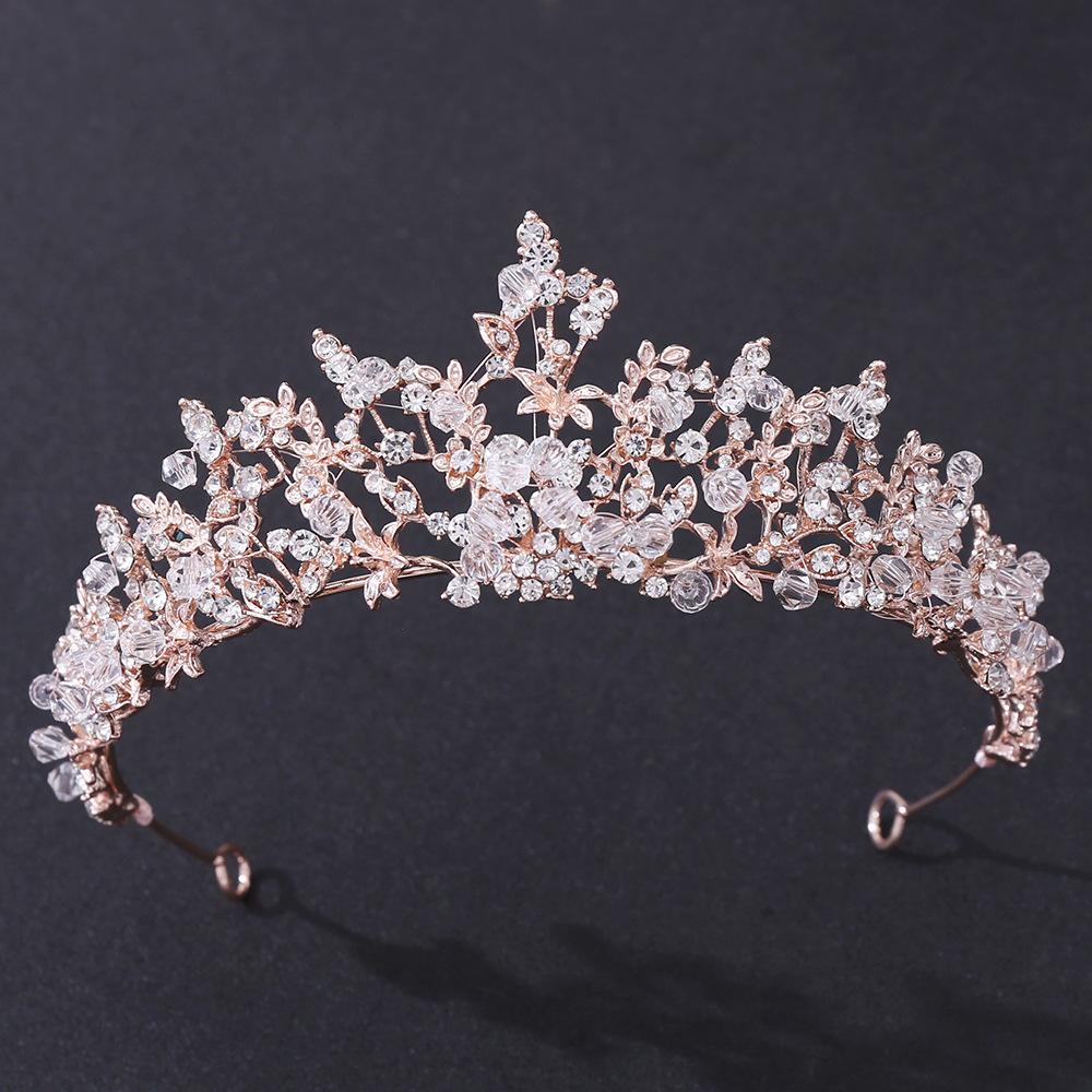 New Bridal Jewelry Exquisite Handmade Crystal Glass Diamond Crown Wedding Supplies Alloy Rhinestone Tiara