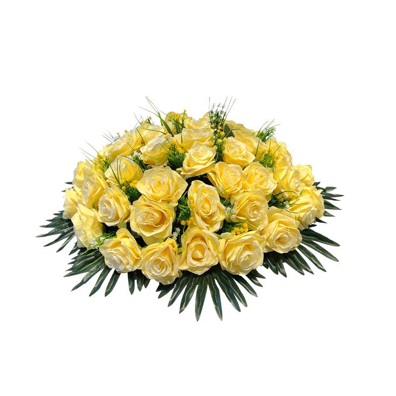 Large Round Hotel Dining Table Centerpiece: Artificial Flower Bouquet Arrangement with Turntable for Private Rooms