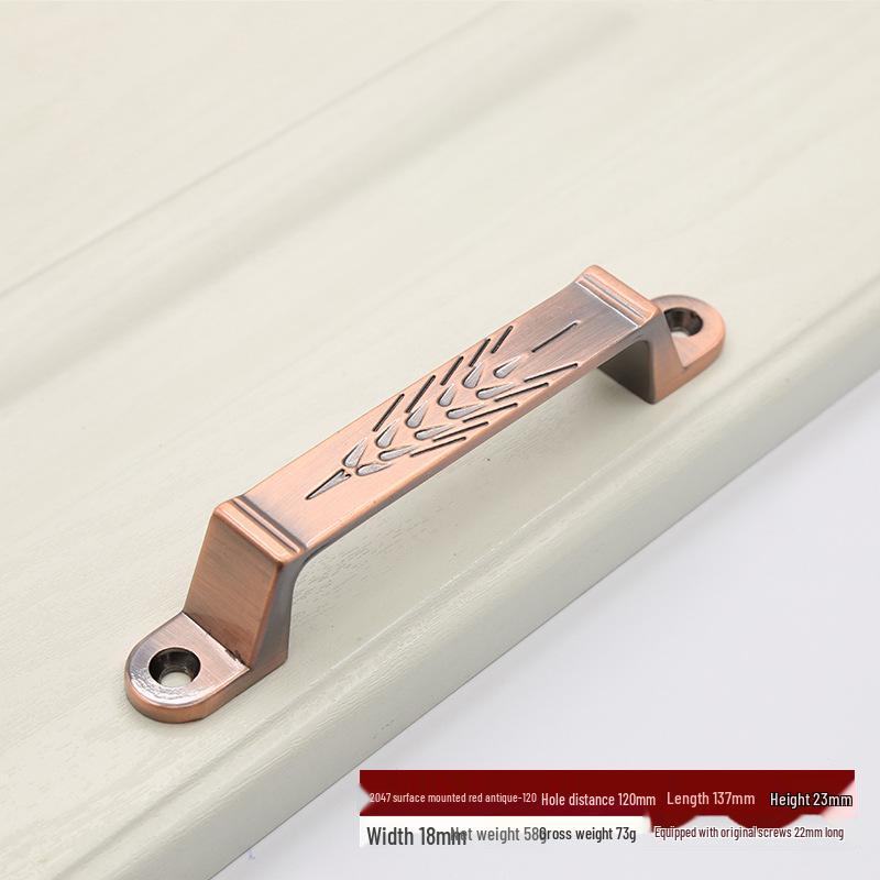 Euro Retro Iron & Wood Handle for Large Door - Antique-Style Sliding or Wardrobe Cabinet Surface-Mount