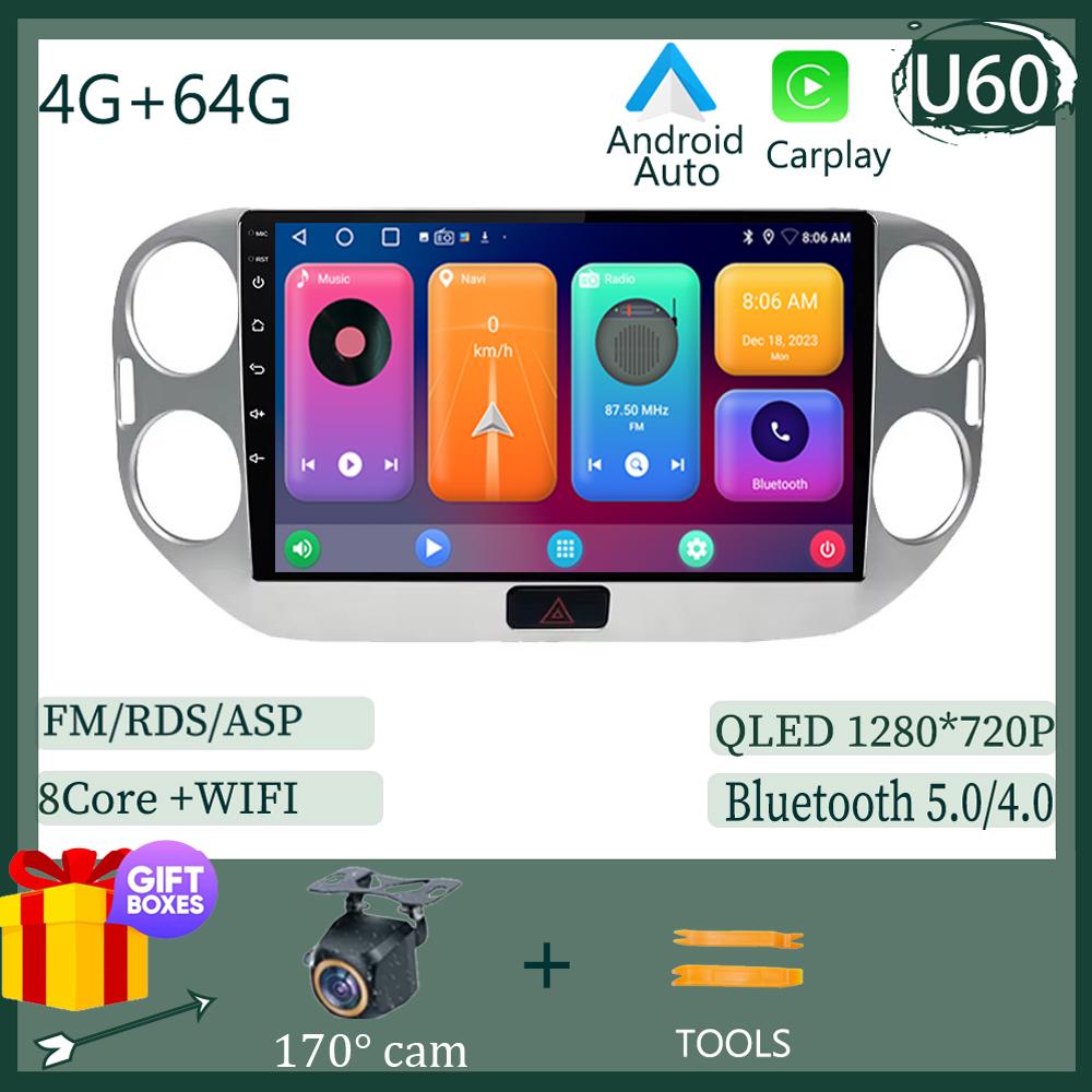 Radio Auto Android 14 Pentru Volkswagen VW Tiguan 2010 - 2017 GPS Bluetooth Stereo Multimedia Video Navigație GPS CarPlay Auto