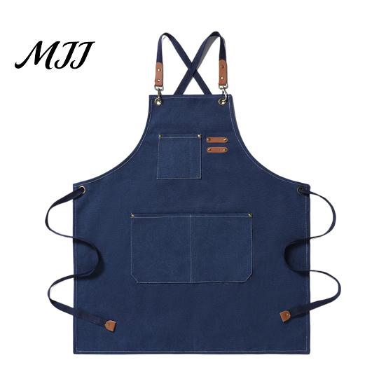 Catering And Chef Apron Canvas Work with Multi-Pocket, Waterproof Oil-Proof Cross-Back Apron, Protective for Cleaning Adjustable Straps Kitchen