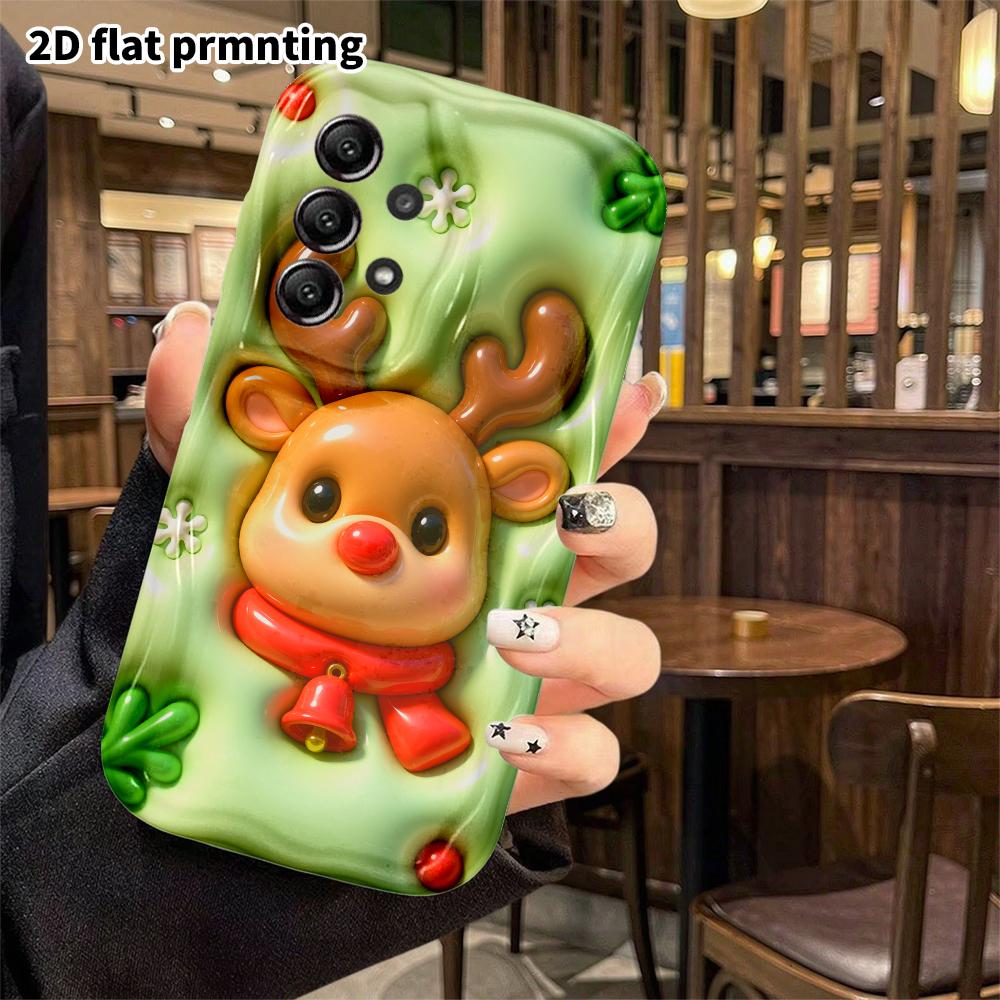Phone Case: 2D flat, suitable for Samsung Galaxy A34 A35 M05 M06 S20 S22 S21 FE Plus 5G protective case, Christmas reindeer, Christmas and Halloween,